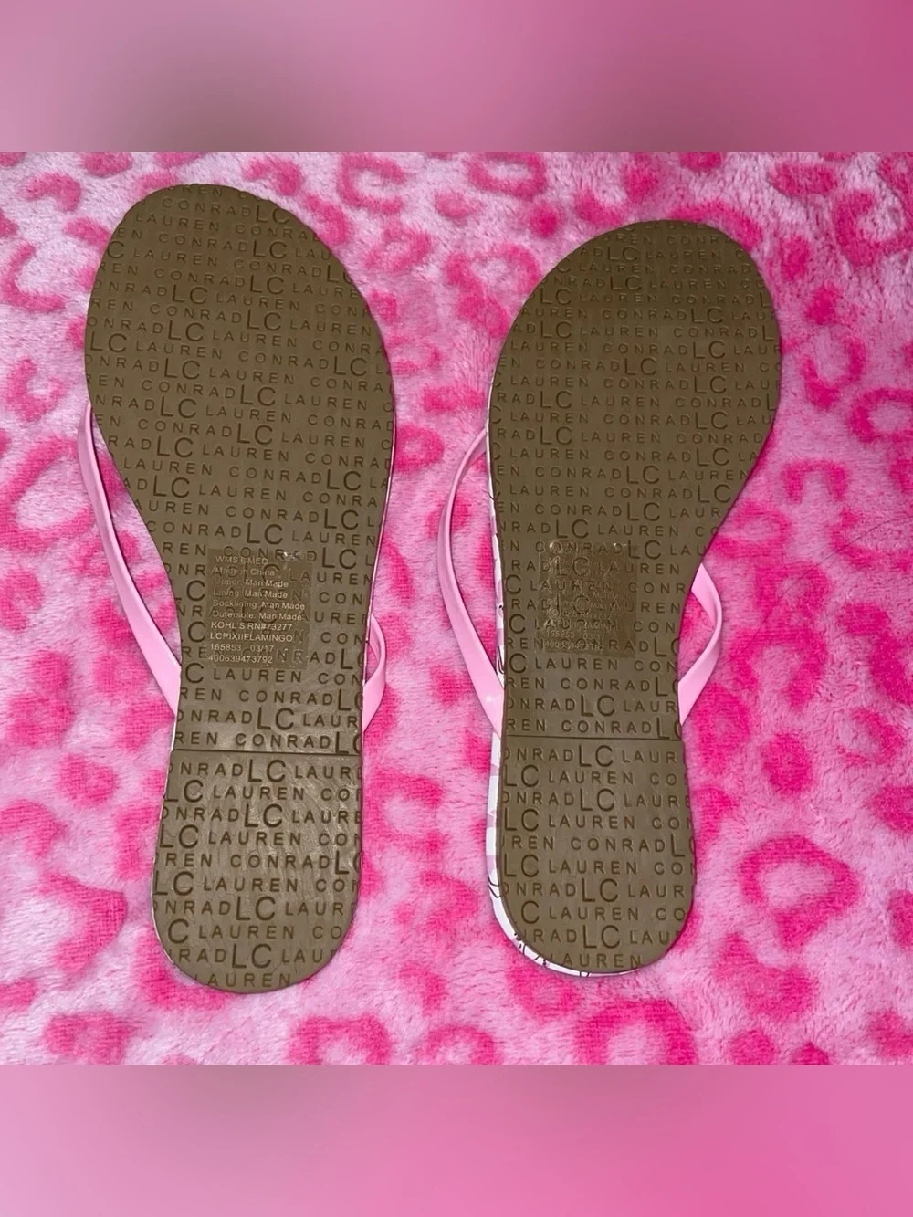 new w/o tags - Lauren Conrad pink flamingo flip flops
